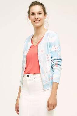 New Anthropologie MOTH Array Zip-Front Cardigan $128 SMALL PETITE SP Blue